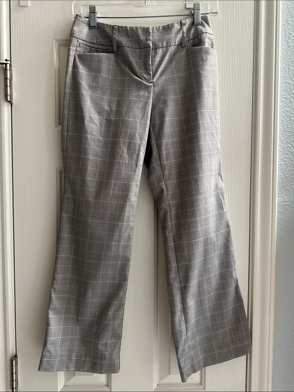 Y2K 2000s Low Rise Windowpane Plaid Grey Cropped Trouser Capris Women’s 0P